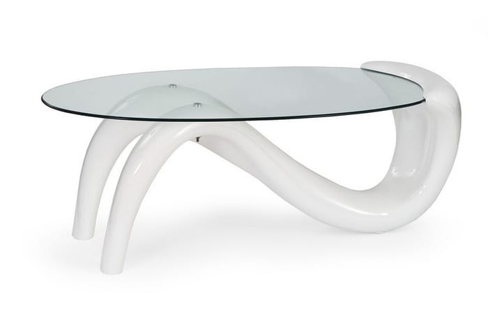 Sohvapöytä Caswell 127x65 cm Lasi - Valkoinen - Huonekalut - Pöydät - Sohvapöydät