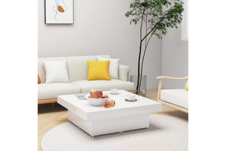 Sohvapöytä korkeakiilto valkoinen 90x90x28 cm lastulevy - Huonekalut - Pöydät - Sohvapöydät