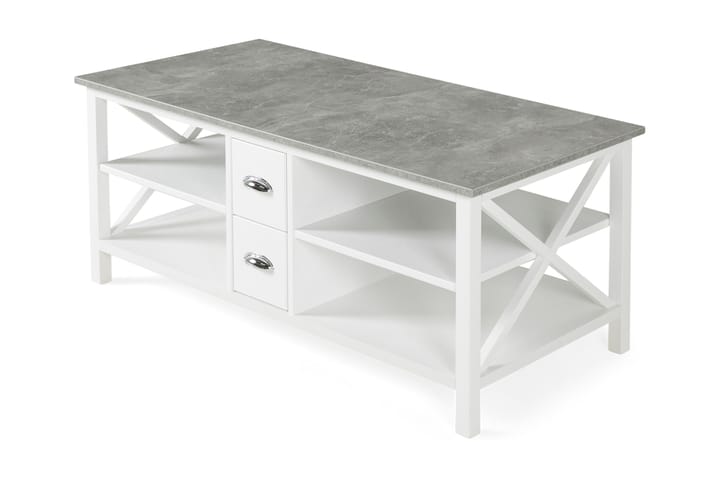 Sohvapöytä Mikael 120 cm laatikoilla - Harmaa/Valkoinen - Huonekalut - Pöydät - Sohvapöydät