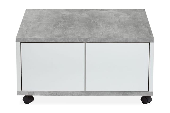 Liikkuva sohvapöytä 70x70x35,5 cm betoni ja valkoinen - Harmaa - Huonekalut - Pöytä & ruokailuryhmä - Sohvapöytä
