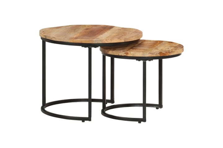 Sarjapöydät 2 kpl karkea mangopuu - Ruskea - Huonekalut - Pöytä & ruokailuryhmä - Sohvapöytä