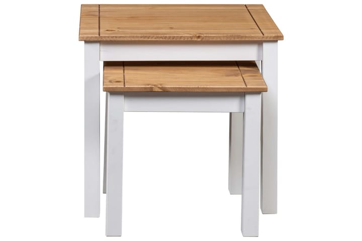 Sarjapöydät 2 kpl valkoinen täysi mänty Panama-sarja - Valkoinen - Huonekalut - Pöytä & ruokailuryhmä - Apupöytä & sivupöytä - Sarjapöytä
