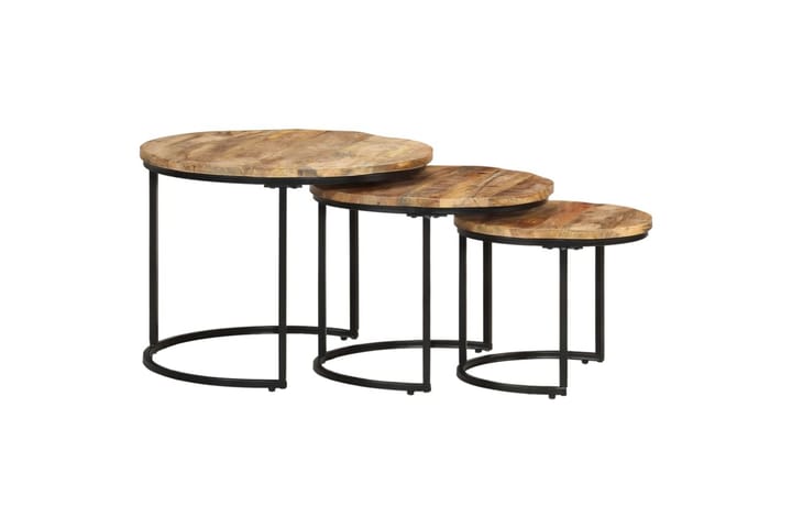 Sarjapöydät 3 kpl karkea mangopuu - Ruskea - Huonekalut - Pöytä & ruokailuryhmä - Sohvapöytä