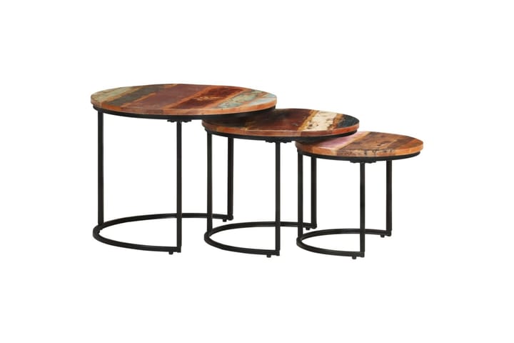 Sarjapöydät 3 kpl kierrätetty täyspuu - Ruskea - Huonekalut - Pöytä & ruokailuryhmä - Sohvapöytä