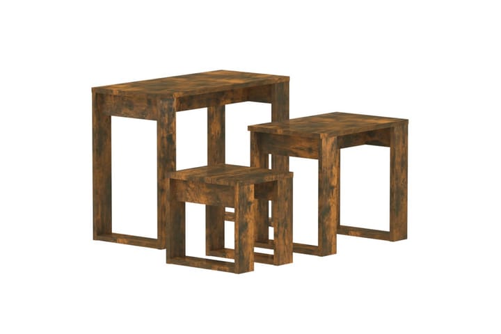 Sarjapöydät 3 kpl savutammi tekninen puu - Ruskea - Huonekalut - Pöytä & ruokailuryhmä - Sohvapöytä