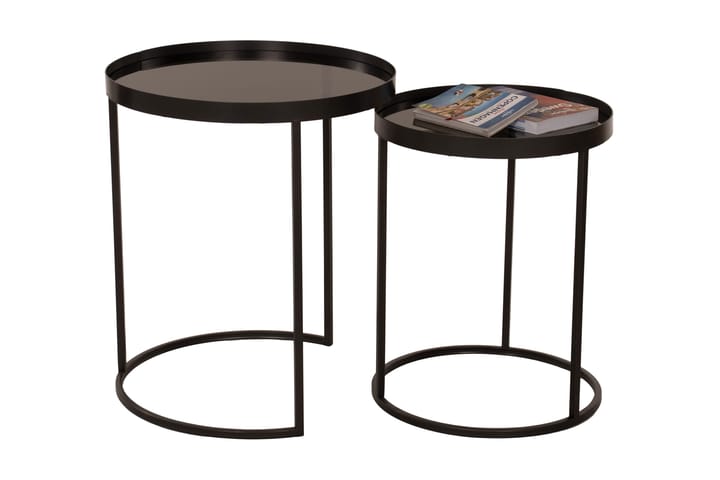 Sarjapöytä 45 cm Pyöreä 2 pöytää Lasi/Rauta/Musta - AG Home & Light - Huonekalut - Pöytä & ruokailuryhmä - Sohvapöytä