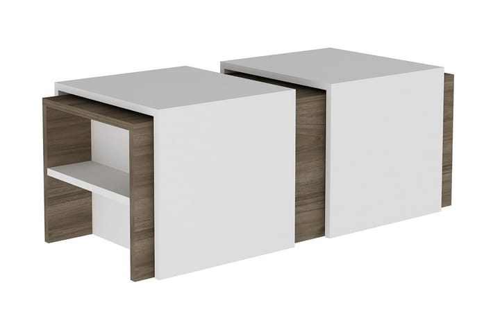 Sarjapöytä Atwater 120 cm Säilytyksellä Hyllyt 3 pöytää - Pähkinänruskea/Valkoinen - Huonekalut - Pöydät & ruokailuryhmät - Sohvapöytä