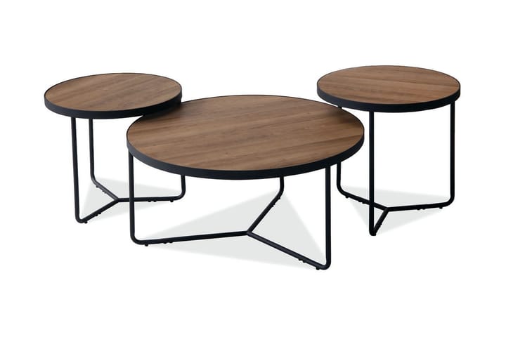 Sarjapöytä Bogolese 80 cm Pyöreä 3 pöytää - Luonnonväri/Musta - Huonekalut - Pöytä & ruokailuryhmä - Sohvapöytä