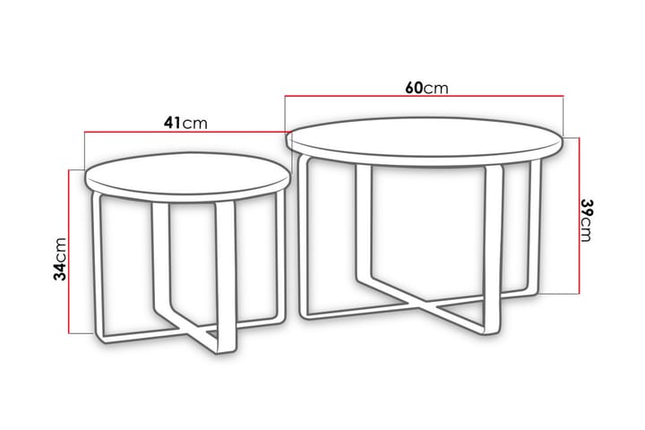 Sarjapöytä Chersey 60 cm Pyöreä 2 pöytää Marmorikuvio - Musta - Huonekalut - Pöydät & ruokailuryhmät - Sohvapöytä