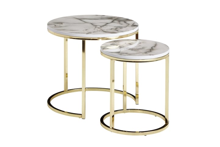 Sarjapöytä Clanton 80 cm Pyöreä - Valkoinen/Harmaa - Huonekalut - Pöytä & ruokailuryhmä - Apupöytä & sivupöytä - Konsolipöytä