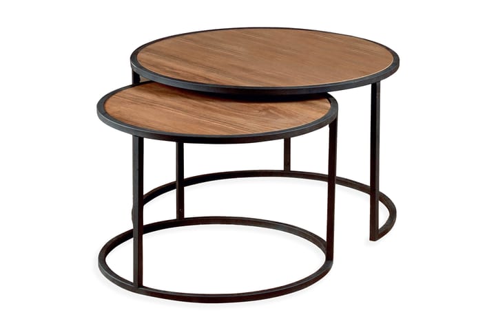 Sarjapöytä Dumö 80 cm Pyöreä 2 pöytää - Ruskea/Musta - Huonekalut - Pöydät & ruokailuryhmät - Apupöytä & sivupöytä - Sarjapöytä