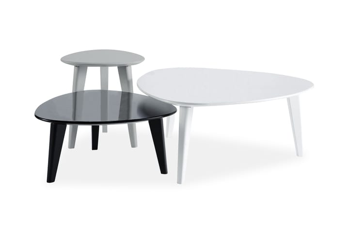 Sarjapöytä Ebella 80 cm Soikea 3 pöytää - Harmaa/Valkoinen/Musta - Huonekalut - Pöytä & ruokailuryhmä - Sohvapöytä
