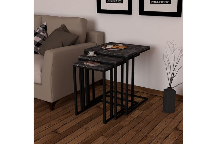 Sarjapöytä Jeylin 3-pak 40 cm - Musta - Huonekalut - Pöytä & ruokailuryhmä - Sohvapöytä