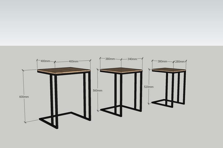 Sarjapöytä Jeylin 3-pak 40 cm - Musta - Huonekalut - Pöytä & ruokailuryhmä - Sohvapöytä