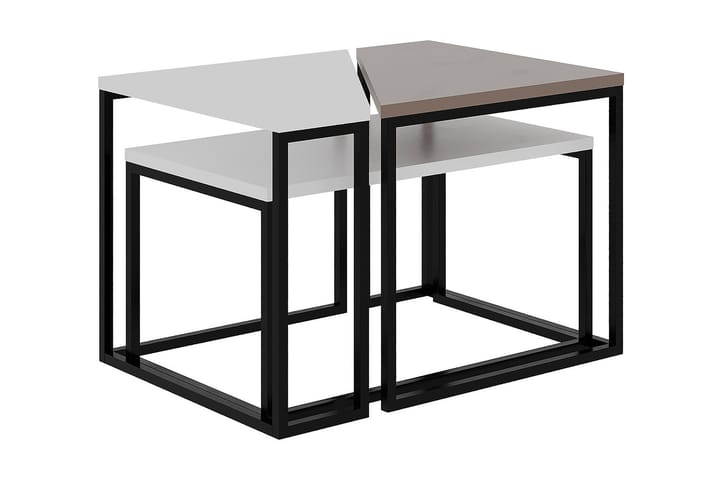 Sarjapöytä Lonaste 64 cm 3 Pöytää - Valkoinen/Mokka - Huonekalut - Pöydät & ruokailuryhmät - Sohvapöytä