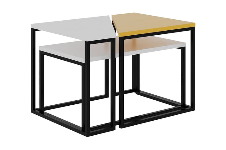 Sarjapöytä Lonaste 64 cm 3 Pöytää - Valkoinen/Sinapinkeltainen - Huonekalut - Pöytä & ruokailuryhmä - Sohvapöytä