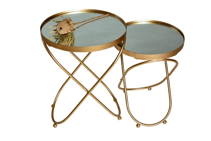 Sarjapöytä Melody 40x52/45x61 cm Pyöreä Kulta - Mogihome - Sisustustuotteet - Peili - Peilihuonekalut - Peilipöytä