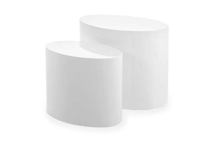 Sarjapöytä Mice 48 cm Pyöreä 2 pöytää - Valkoinen Korkeakiilto - Huonekalut - Pöytä & ruokailuryhmä - Sohvapöytä