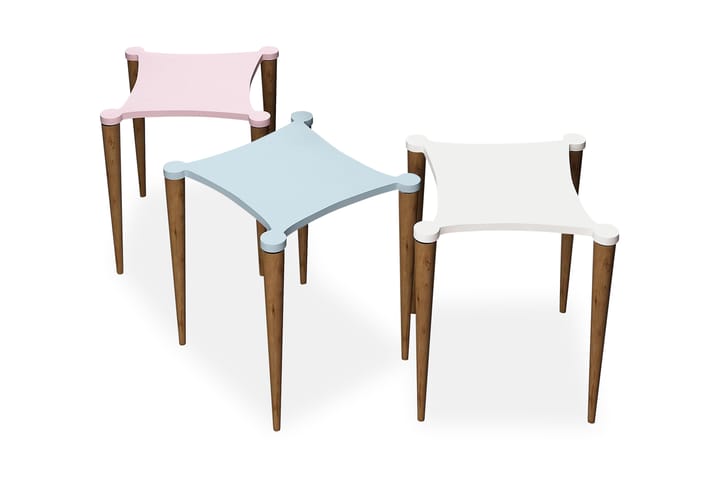 Sarjapöytä Nayla 50 cm 3 pöytää - Valkoinen/Roosa/Sininen - Huonekalut - Pöytä & ruokailuryhmä - Apupöytä & sivupöytä - Sarjapöytä