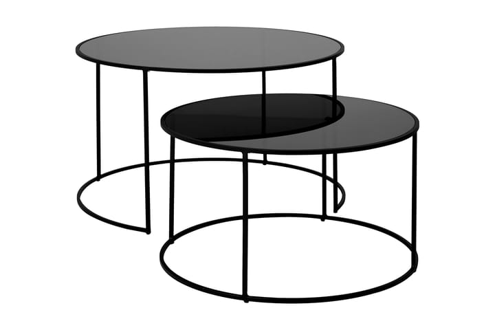 Sarjapöytä Oretta 80 cm Pyöreä - Lasi/Musta - Huonekalut - Pöydät & ruokailuryhmät - Apupöytä & sivupöytä - Sarjapöytä