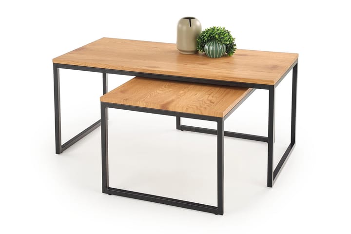 Sarjapöytä Sostene 100 cm 2 pöytää - Tammenväri/Musta - Huonekalut - Pöytä & ruokailuryhmä - Apupöytä & sivupöytä - Sarjapöytä