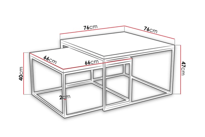 Sarjapöytä Stamford 76 cm 2 pöytää - Harmaa/Musta - Huonekalut - Pöydät & ruokailuryhmät - Sohvapöytä
