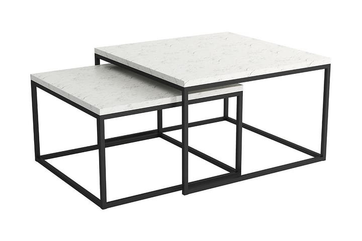 Sarjapöytä Stamford 76 cm 2 pöytää Marmorikuvio - Valkoinen/Musta - Huonekalut - Pöytä & ruokailuryhmä - Apupöytä & sivupöytä - Sarjapöytä