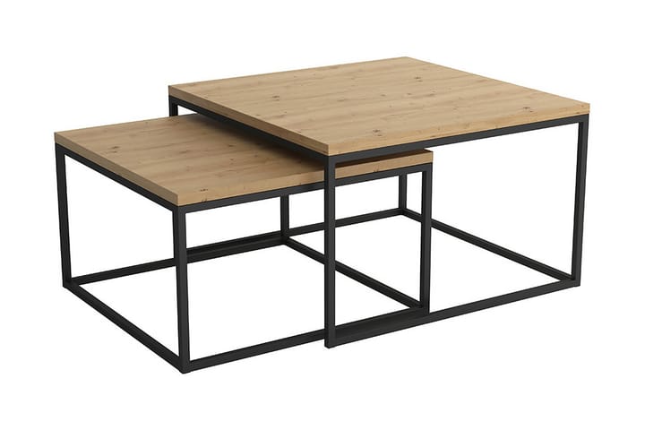 Sarjapöytä Stamford 76 cm 2 pöytää - Tammenväri/Musta - Huonekalut - Pöytä & ruokailuryhmä - Sohvapöytä