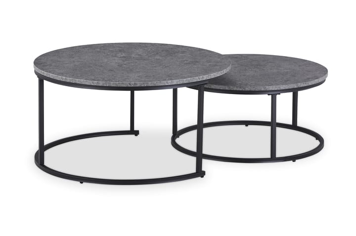 Sarjapöytä Thyra 75/90 cm Pyöreä 2 pöytää - Harmaa/Musta - Huonekalut - Pöytä & ruokailuryhmä - Apupöytä & sivupöytä - Sarjapöytä