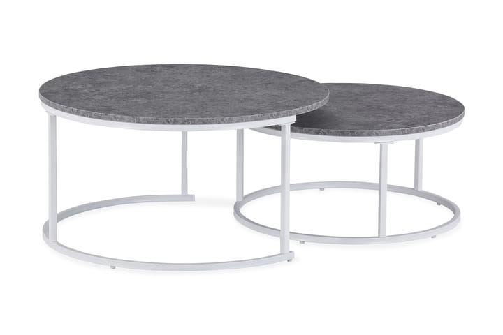 Sarjapöytä Thyra 90 cm Pyöreä 2 pöytää - Betoninharmaa/Valkoinen - Huonekalut - Pöydät & ruokailuryhmät - Apupöytä & sivupöytä - Sarjapöytä