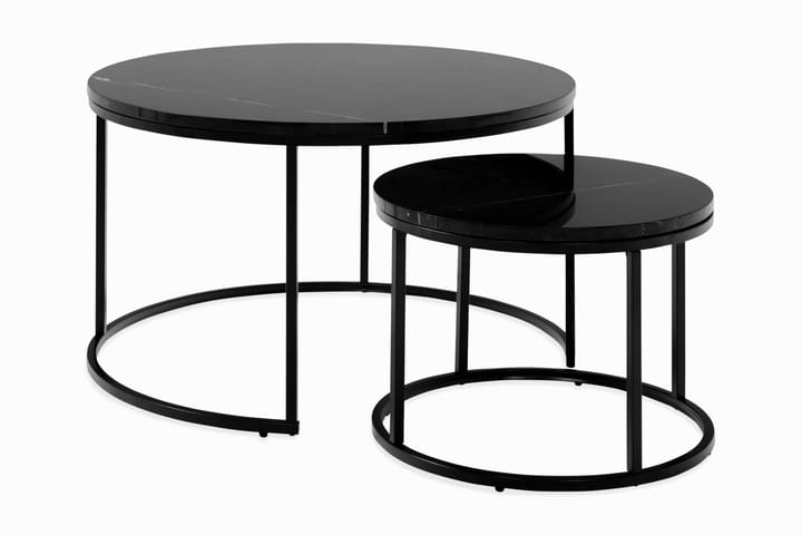 Sarjapöytä Titania 80 cm Pyöreä Marmori - Musta - Huonekalut - Pöytä & ruokailuryhmä - Apupöytä & sivupöytä - Sarjapöytä