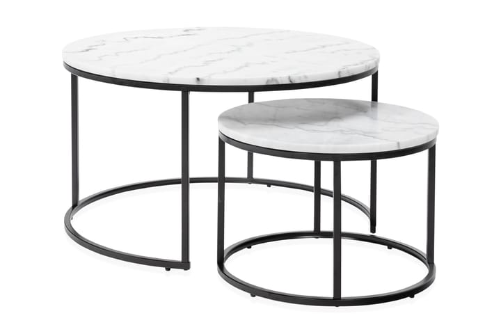 Sarjapöytä Titania Pyöreä Marmori - Valkoinen/Musta - Huonekalut - Pöytä & ruokailuryhmä - Apupöytä & sivupöytä