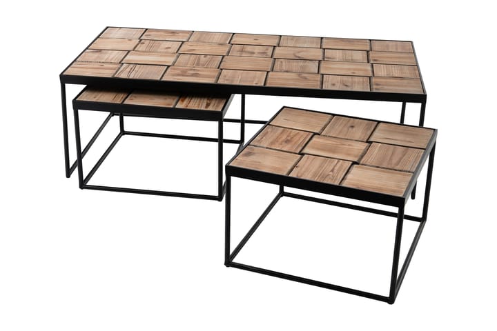 Sarjapöytä Tyna 121 cm 3 pöytää - Luonnonväri/Musta - Huonekalut - Pöydät & ruokailuryhmät - Sohvapöytä