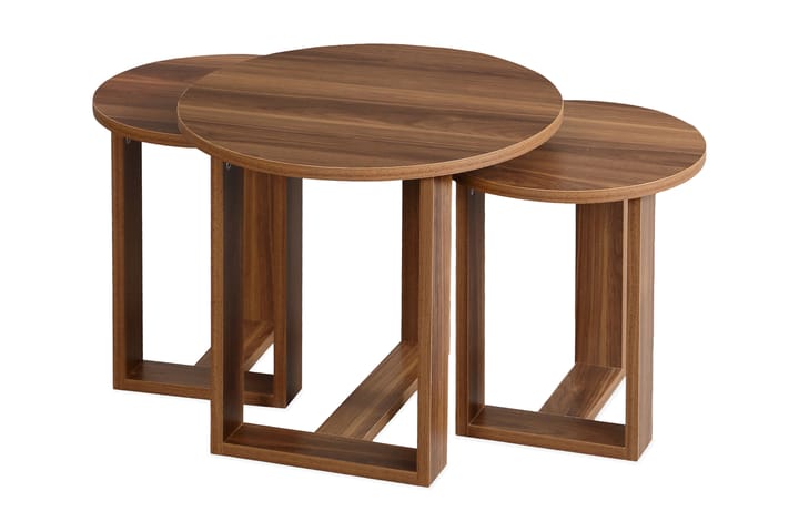 Sarjapöytä Ubbeboda 52 cm Pyöreä 3 pöytää - Ruskea - Huonekalut - Pöytä & ruokailuryhmä - Apupöytä & sivupöytä - Tarjotinpöytä & pikkupöytä