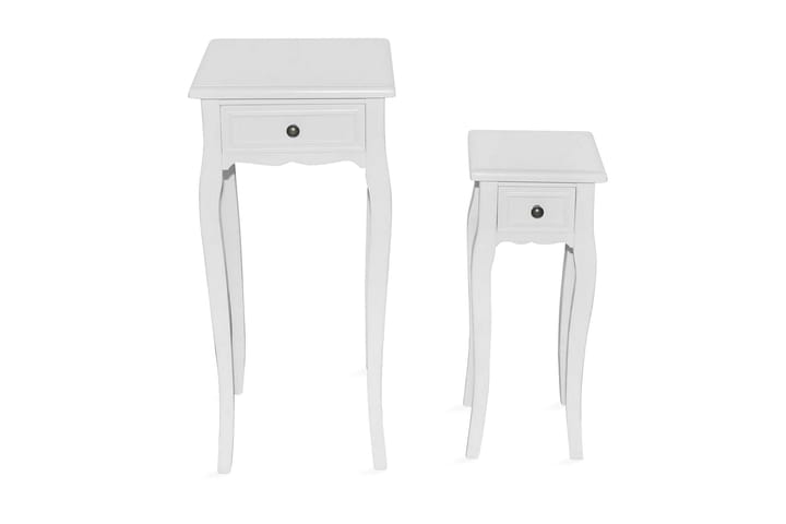 Sarjapöytä vetolaatikolla 2 kpl valkoinen - Valkoinen - Huonekalut - Pöydät & ruokailuryhmät - Apupöytä & sivupöytä - Sarjapöytä