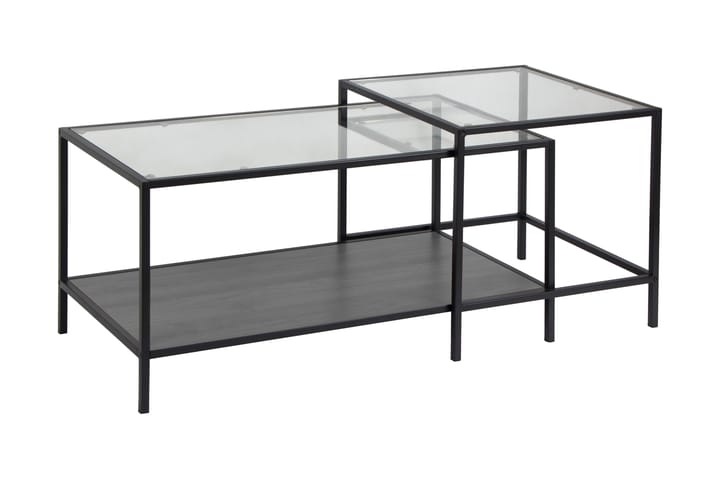Sarjapöytä Walmon 90 cm Säilytyksellä Hylly 2 pöytää - Lasi/Musta - Huonekalut - Pöydät & ruokailuryhmät - Apupöytä & sivupöytä - Sarjapöytä