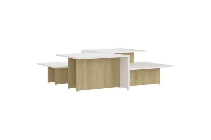 Sohvapöydät 2 kpl Sonoma-tammi ja valk 111,5x50x33 cm - Huonekalut - Pöytä & ruokailuryhmä - Sohvapöytä