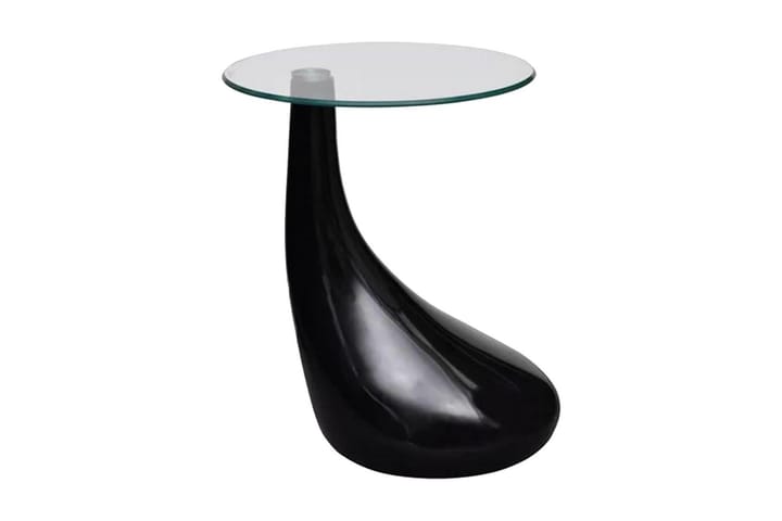 Sohvapöytä 2kpl pyöreä lasinen pöytälevy Korkeakiilto musta - Musta - Huonekalut - Pöytä & ruokailuryhmä - Sohvapöytä