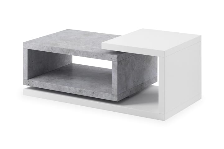 Sohvapöytä Albarado 120 cm Säilytyksellä Hylly - Valkoinen/Betoninharmaa - Huonekalut - Pöydät & ruokailuryhmät - Sohvapöytä