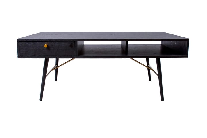 Sohvapöytä Berdorf 115 cm Säilytyksellä Laatikko+Hylly - Musta/Kupari - Huonekalut - Pöydät & ruokailuryhmät - Sohvapöytä