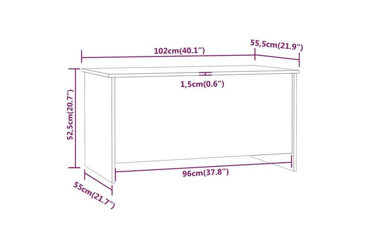 Sohvapöytä betoninharmaa 102x55,5x52,5 cm tekninen puu - Harmaa - Huonekalut - Pöytä & ruokailuryhmä - Sohvapöytä
