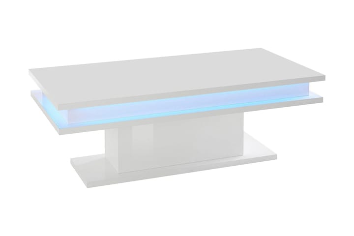 Sohvapöytä Biggar 100 cm LED-valaistuksella - Valkoinen Korkeakiilto - Huonekalut - Pöytä & ruokailuryhmä - Sohvapöytä