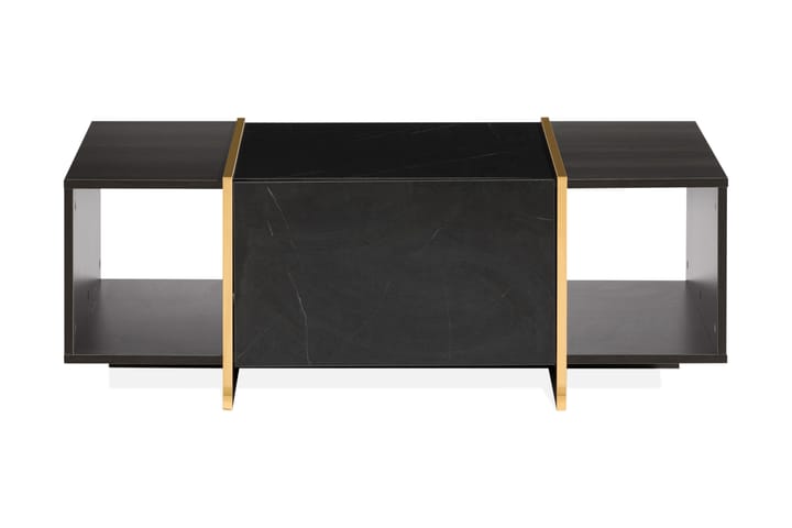 Sohvapöytä Brassington 104 cm Säilytyksellä laatikot+hyllyt - Musta/Kulta - Huonekalut - Pöydät & ruokailuryhmät - Sohvapöytä