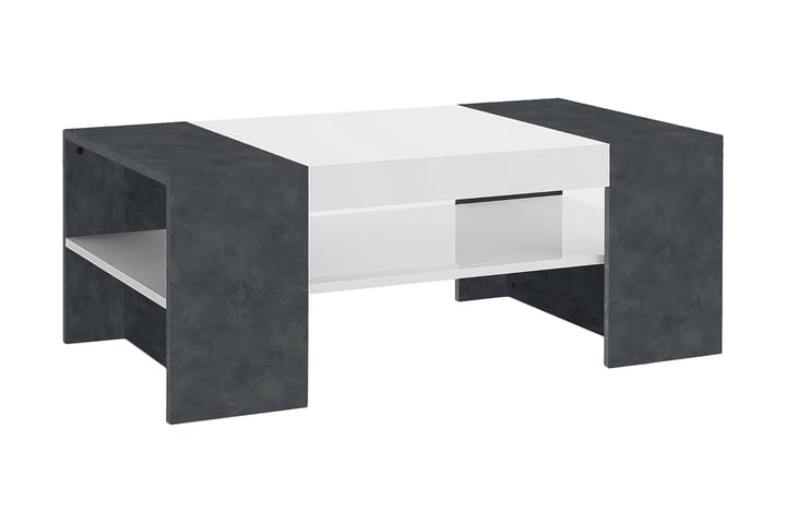 Sohvapöytä Cereixa 110 cm säilytyksellä Hylly - Musta/Valkoinen Korkeakiilto - Huonekalut - Pöydät & ruokailuryhmät - Sohvapöytä