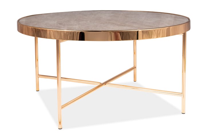 Sohvapöytä Codevilla 82 cm Pyöreä - Lasi/Beige/Kulta - Huonekalut - Pöydät & ruokailuryhmät - Apupöytä & sivupöytä - Lamppupöytä