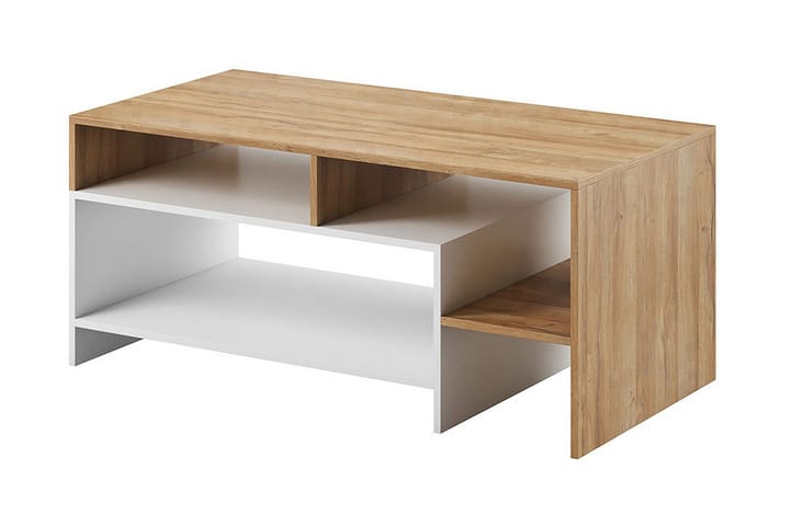 Sohvapöytä Darrick 120 cm Säilytyksellä Hyllyt - Valkoinen/Tammenväri - Huonekalut - Pöytä & ruokailuryhmä - Sohvapöytä