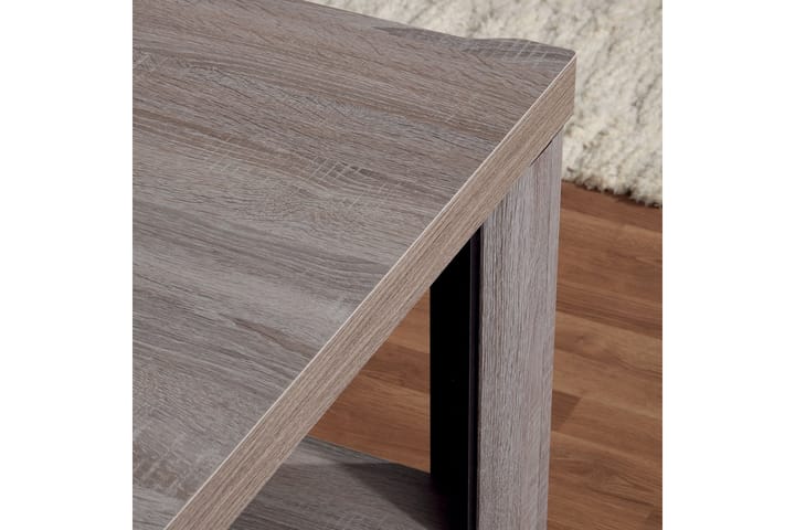 Sohvapöytä Domineck 120 cm Säilytyksellä Hylly - Tryffeli/Beige/Harmaa - Huonekalut - Pöytä & ruokailuryhmä - Sohvapöytä