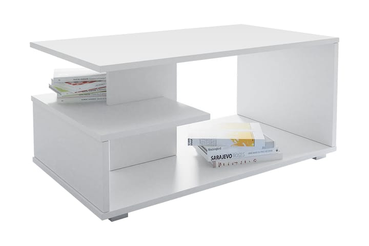 Sohvapöytä Domineck 91 cm Säilytyksellä Hyllyt - Harmaa/Valkoinen - Huonekalut - Pöydät & ruokailuryhmät - Sohvapöytä