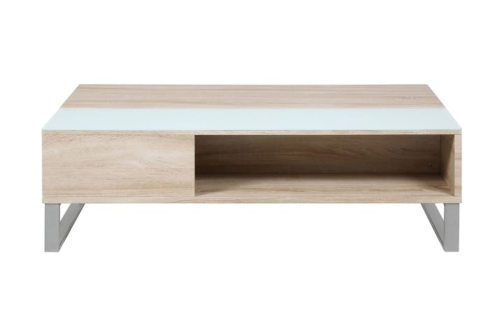Sohvapöytä Esmeralda 110 cm Säilytyksellä Hylly - Lasi/Tammenväri/Valk/V.harmaa - Huonekalut - Pöydät & ruokailuryhmät - Sohvapöytä