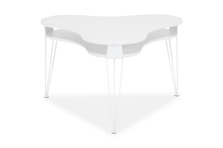 Sohvapöytä Ester 88 cm Soikea Säilytyksellä Hylly - Valkoinen - Huonekalut - Pöydät & ruokailuryhmät - Sohvapöytä